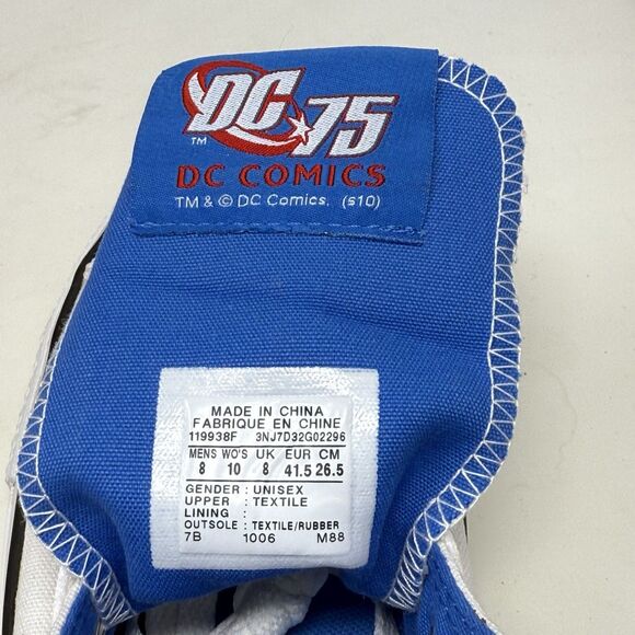 Converse All Star Hi DC Comics Superman Shoes Mens 8 Womens 10 White Red Graphic - Picture 13 of 15